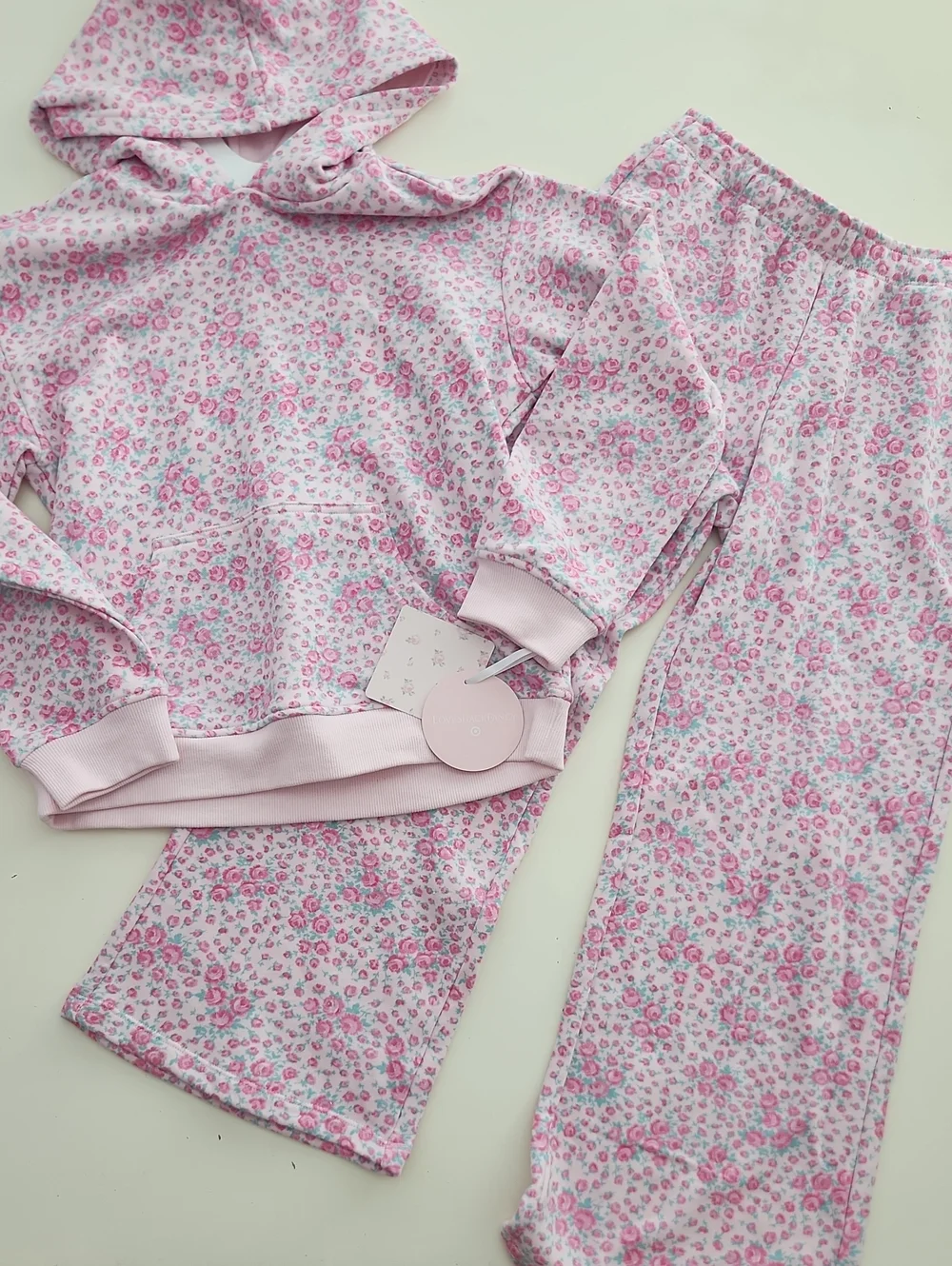 LoveShackFancy X Target Pink Floral Hoodie And Pants Set Large New With Tags